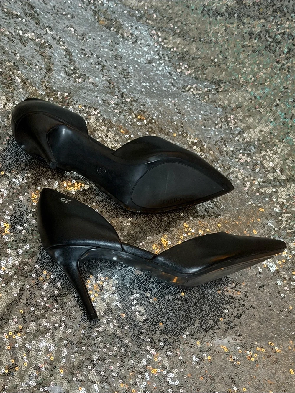 Calvin Klein Black D'Orsay Pointed-Toe Pumps